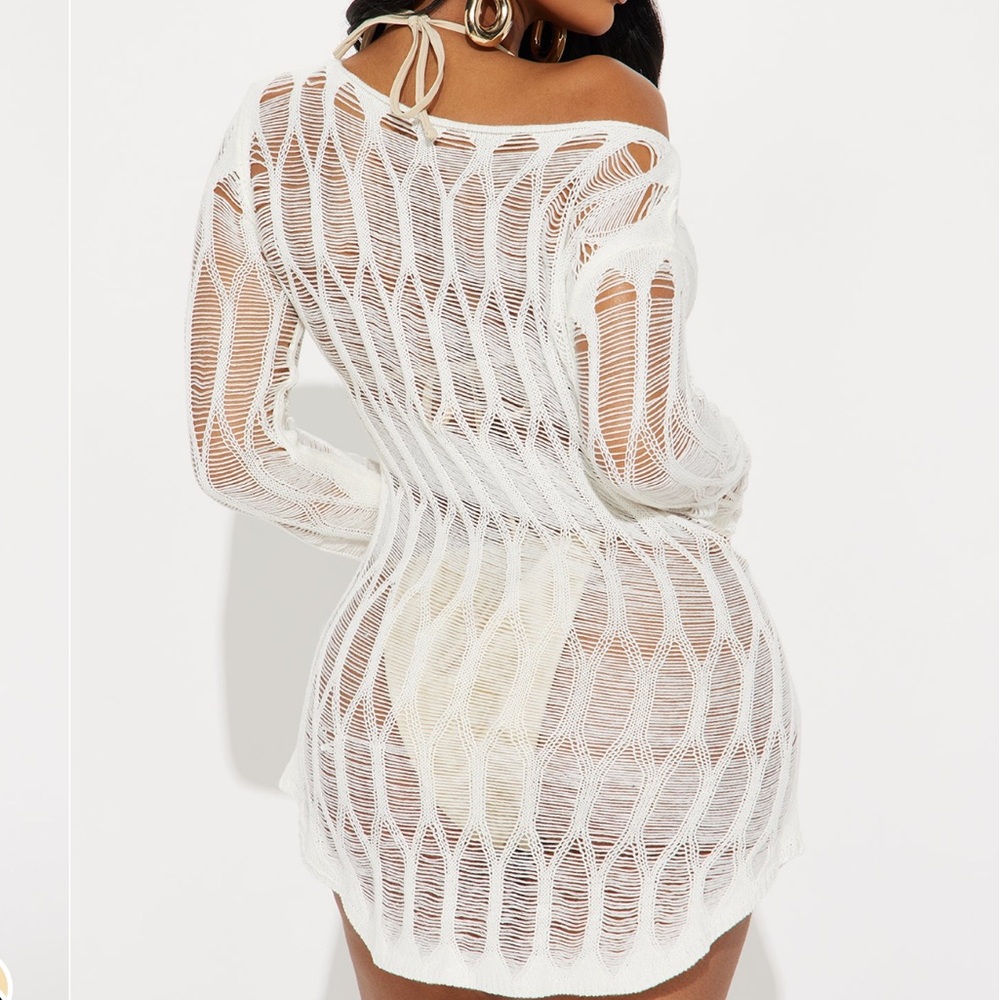 Fashion Nova White Knit Swim Coverup - Picture 2 of 4